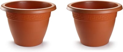 Plasticforte Plantenpot - 2x stuks - terracotta bruin - 45x38 cm - bloempot - kunststof - rond