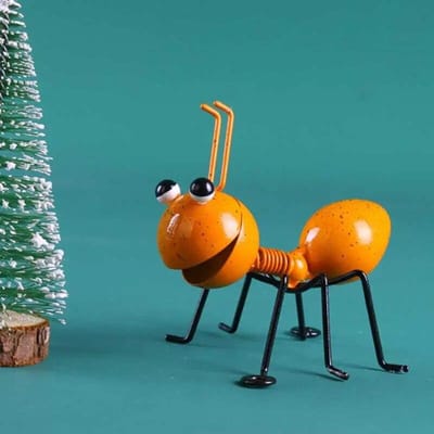 Décoration de Jardin Fourmis en Métal, Décoration Murale Suspendue pour Clôture, Pelouse, Chambre à Coucher, Salon, Ornement Décoratif d'Art Sculpture 3D Fourmis orange