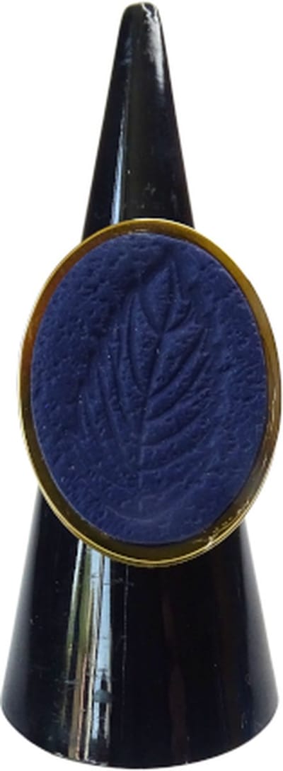 2 Love it Royal Elégance - Ring - Verstelbaar in maat - Stainless steel - Polymeerklei - 18 x 25 mm - Blauw - Goudkleurig