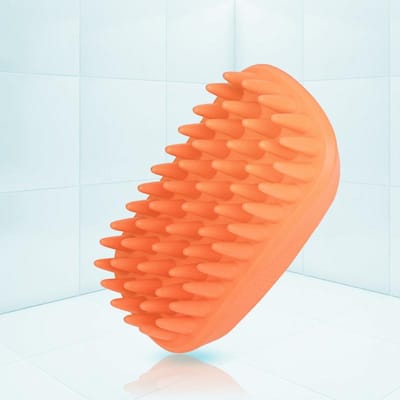 Brosse de bain pour animaux de compagnie, peigne en caoutchouc, brosse d'épilation, toilettage pour chiens et chats, gant de nettoyage, massage, fournitures pour animaux de compagnie M orange