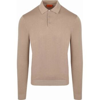 Suitable Compact Cotton Poloshirt Beige - Maat XXL - Heren - Longsleeve polo - Polo shirt Heren met Lange mouwen