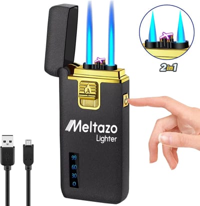 MELTAZO Aansteker, 2-in-1 Aansteker Elektrisch, Electric Lighter, Aansteker Elektrisch USB-C, Aansteker USB Oplaadbaar, Aansteker Windproof Elektrisch, Elektronische Aansteker, Plasma Aansteker, Elektrische Aansteker, 2-in-1 Aansteker Luxe voor Alles