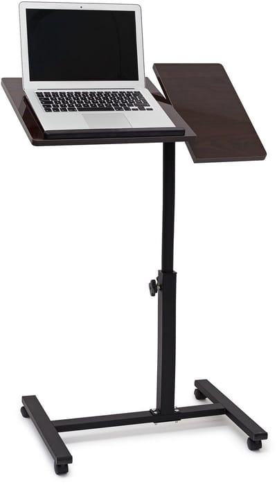 laptoptafel op wieltjes - verstelbare hoogte - draaibaar - 95 x 60 x 40,5 cm- zwart
