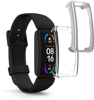 kwmobile 2x smartwatch hoes geschikt voor Fitbit Inspire 3 / Inspire 2 / Ace 3 hoesje - Siliconen sporthorloge cover - Activity tracker case in transparant / zilver