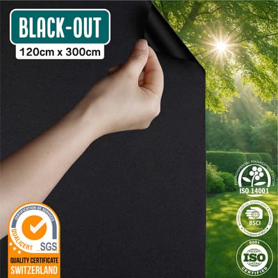 Homewell® Verduisterende Raamfolie - 120x300cm - Statisch & Herbruikbaar - 100% Lichtdicht - Raamfolie Zwart - Zonwerend & Anti-inkijk