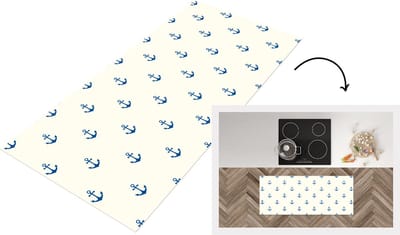 Keukenloper - Loper keuken - Matroos - Anker - Strand - Patroon - 120x50 cm - Keukenloper vinyl