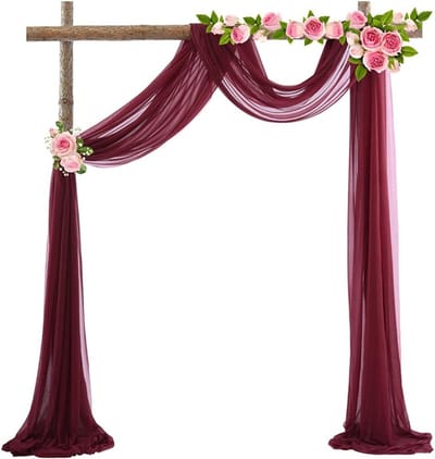 Lichte Tulle Achtergrondgordijnen voor Bruiloft, Babyshower en Feestdecoratie met Strik en Versieringen