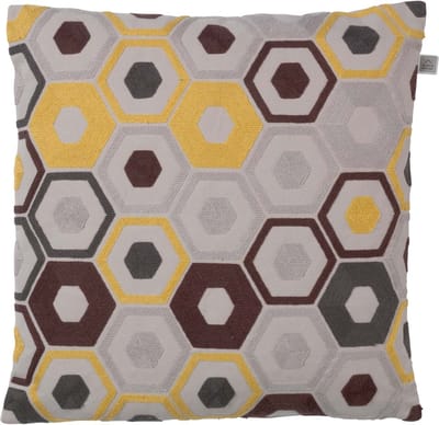 Dutch Decor PIEN - Kussenhoes geborduurd 45x45 cm - zand - geel bruin - grijs - retro - met rits