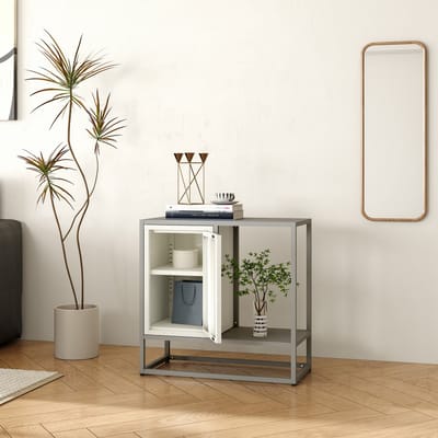 Sideboard Burlöv dressoir 70x72x35 cm grijs en wit [en.casa]