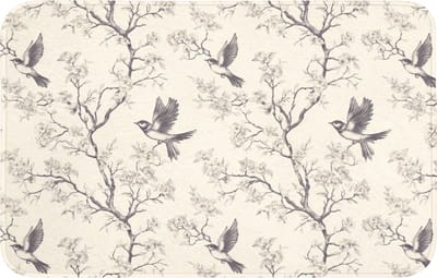 WC mat 80x50 cm - Antislip - Takken - Vogels - Beige - Toiletmat - Vloermat - Douchemat - Toilet tapijt - Toiletmatten