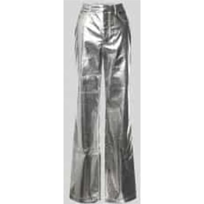 Flared broek van imitatieleer met 5-pocketmodel