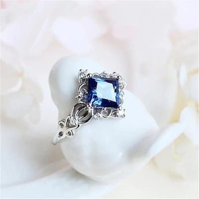 Huitan Wit/Groen/Blauw/Rood/Veelkleurig Vierkant CZ Trouwringen voor Vrouwen Kleur Luxe Verlovingsringen Vrouwelijke Sieraden 10 gray