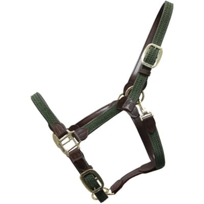 Kentucky Horsewear - Gevlochten Nylon halster olive green full