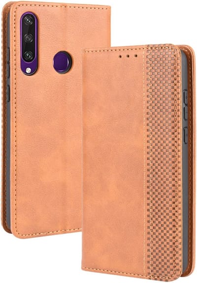 Coverup Hoesje - Geschikt voor Huawei Y6P Hoesje - Coverup Vintage Style Book Case - Bruin