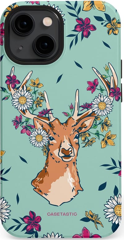 Casetastic Hoesje Geschikt voor Apple iPhone 13 Mini Magsafe - Stijlvolle Beschermende Duo-layer Case - Gewei bloesem