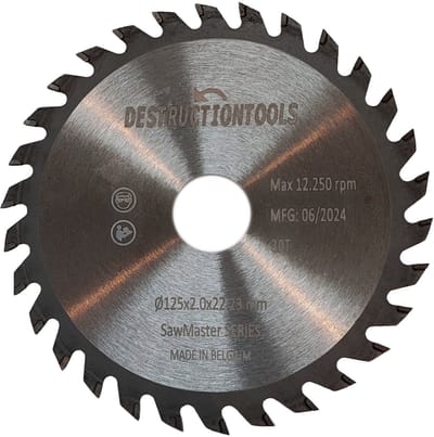 tct cirkelzaagblad 125mm - hout - D125mm, asgat 22.23mm - SawMaster series | Destructiontools