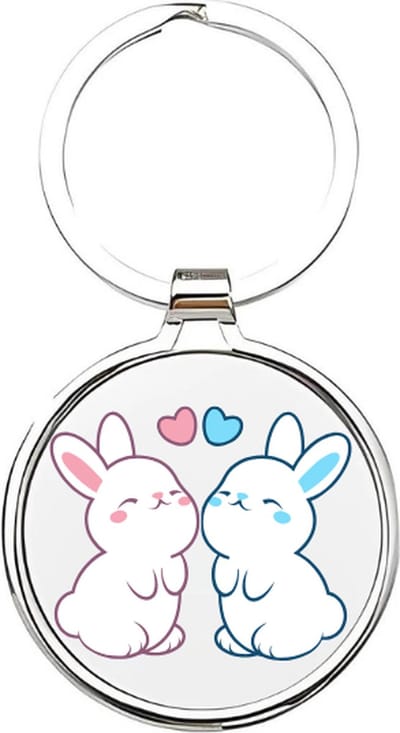 Akyol - Konijnen Sleutelhanger - konijn - dierenliefhebbers - Bunny - pasen - konijntje - boerderijdier - knaagdier - hamster - paasdagen - dieren sleutelhanger - wit konijntje - cadeau voor een dierenliefhebber - 4 x 7,5 CM
