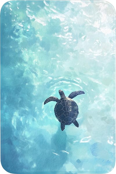 Badmat 60x90 cm - Antislip - Schildpad - Zee - Blauw - Schittering - Badmatten voor badkamer - Badkamermat - Douchemat - Badkamer mat