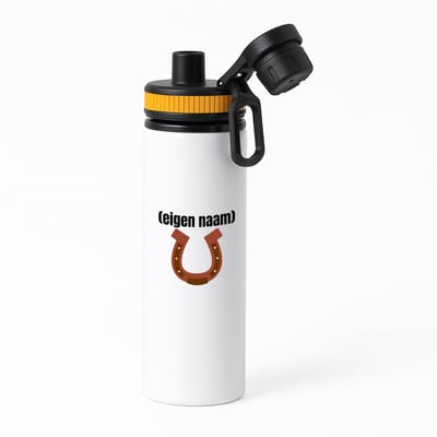 Hacebo® - paarden hoefijzer met eigen naam waterfles met draaidop oranje - Paarden - paarden liefhebbers - iemand die houdt van paarden - verjaardag - cadeau - kado - water fles - 850ML
