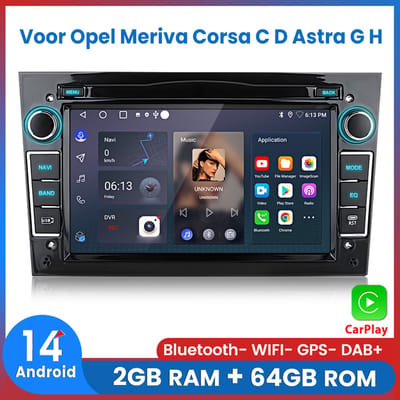 Awesafe Autoradio - Geschikt Voor Opel Meriva Corsa C D Astra G H - Draadloos Apple Carplay & Android Auto - Android 14 - Radio met navigatie - 7 inch HD touchscreen - Ram 2GB + Rom 64GB - Helder Zwart