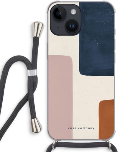 Case Company® - Hoesje met koord geschikt voor iPhone 14 hoesje met Koord - Geo #5 - Telefoonhoesje met Zwart Koord - Bescherming aan alle Kanten en Over de Schermrand