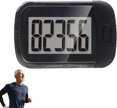 Stappenteller Clip - Loopmeter Tracker - Dagelijkse Activiteit - Eenvoudig Groot Display - 11 x 8.8 x 2.6 cm - Zwart