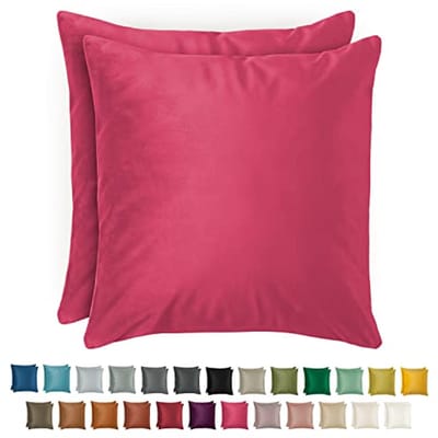 Blumtal Set of 2 Cushion Covers 40x60cm Velvet Luxury Velvet Pillowcase Soft Cushion Cover Velvet Soft Berry Pink