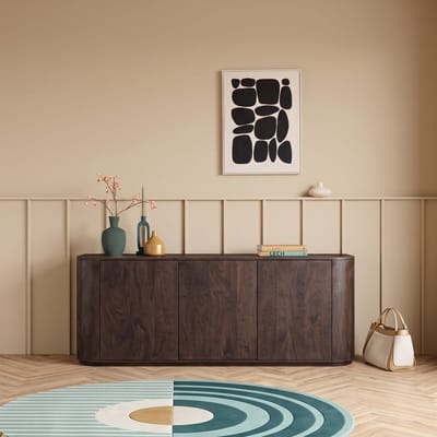 Dressoir Foster donkerbruin mangohout modern gemonteerd