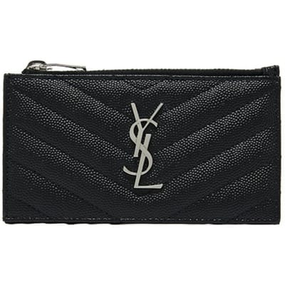 Saint Laurent Monogram Zilveren Ritssluiting Kaarthouder 607915 Bow02 607915 BOW02 1000 black