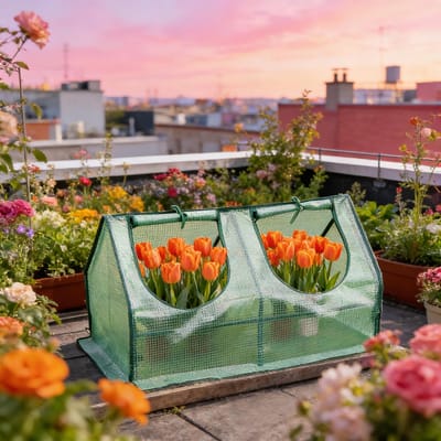 MODFU - Mini Kas - Met Rolramen En Puntdak - Voor Balkon En Tuin - Polyethyleen En Staal - Groen - 120 X 60 X 60 Cm