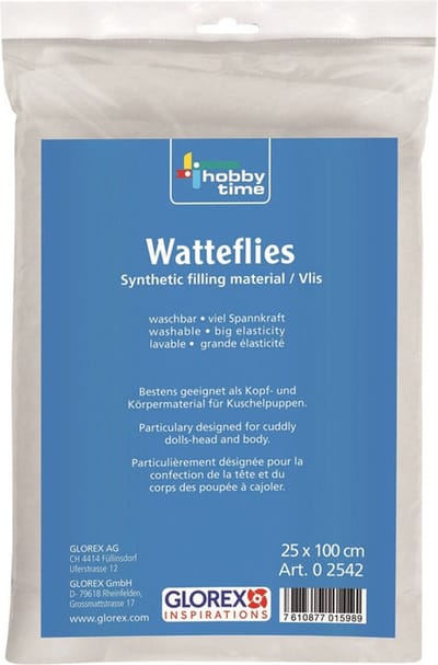 4x zakje Wattenvlies 100 grams vulmateriaal 25 x 100 cm - Poppen/knuffels en kleding/tassen vulmateriaal - Fiberfill vulling