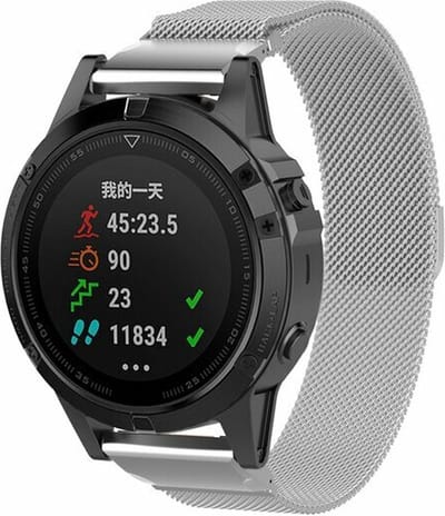 By Qubix - Geschikt voor Garmin bandje - 22mm Quickfit - Milanese bandje - Zilver - Geschikt voor Garmin Approach S60 & S62 / Instinct / Instinct 2 (Solar)