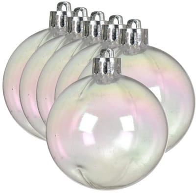 Decoris kerstballen - 24x stuks - 8 cm - transparant parelmoer -kunststof -kerstversiering
