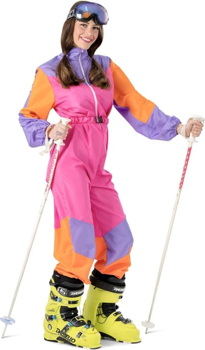 Funny Fashion - Foute Skipakken - Skiing Skylar - Vrouw - Roze - Maat 36-38 - Carnavalskleding - Verkleedkleding