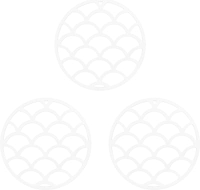 Krumble Pannenonderzetter - Set van 3 - Pannenonderzetter hittebestendig - Pannenonderzetter Siliconen - Pannenonderzettters - Schubben - Diameter 14 - Wit