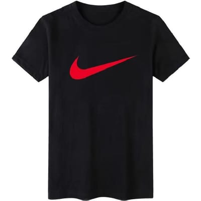 Nike Couleur unie grand Logo imprimé col rond manches courtes rétro américain T-Shirt hommes hauts noir BV0628-010 M black