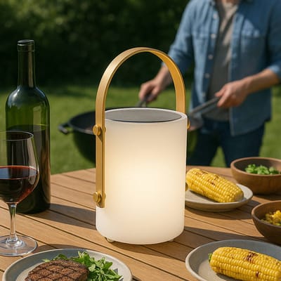 LED solarlamp tafellamp dimbaar met afstandsbediening buitenlamp oplaadbare tafellamp, USB-kabel, RGB-kleurverandering, wit beige, warm wit, DxH 11,5 x 24 cm