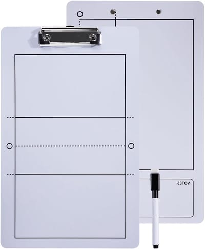 Volleyball Coaching Whiteboard Clipboard, Dubbelzijdig 34.7 x 22cm, Ideaal voor Trainers en Taktieken, Sportaccessoires en Coaching Hulpmiddelen