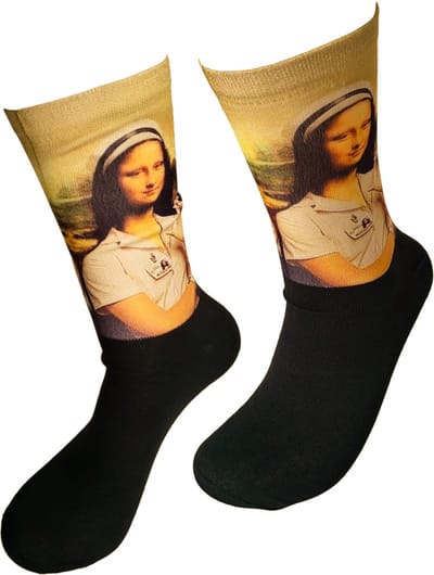 Verjaardags cadeau - Mona Lisa sokken - Kunst Print sokken - vrolijke sokken - valentijn cadeau - aparte sokken - grappige sokken - leuke dames en heren sokken - moederdag - vaderdag - Sokken waar je vrolijk van wordt - Maat 36-40