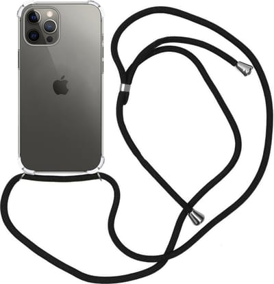Hoes - Geschikt voor Apple iPhone 14 Pro - Met Koord - Shock Proof - Siliconen Case - Back Cover - Telefoonkoord - Telefoon Hoesje Shockproof - Telefoonketting - Transparant