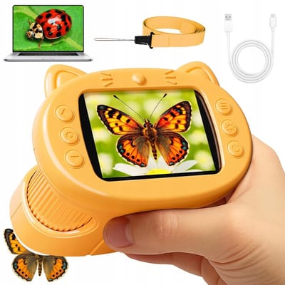 Digitale microscoop voor kinderen - draagbaar - 2.4 inch IPS-scherm - 1000x vergroting - 8 verstelbare LED-lampjes - foto en video - veilige materialen - voor natuuronderzoek en educatie