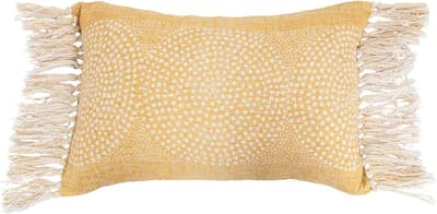 Sierkussen Lendenkussen - Decoratief Kussen - Interieur Verfraaien - Stippenpatroon Franje - 40x60 cm - Geel