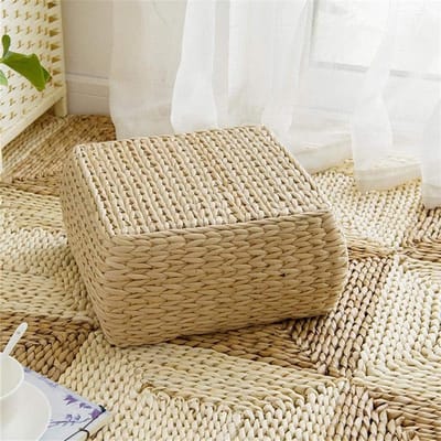 Rotan Voetenbank - Poef Kruk - Zitcomfort Verhoging - Handgemaakt Natuurlijk Materiaal - 30x30x15 cm - Natuurlijk