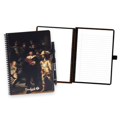 Bambook Dutch Masters uitwisbaar notitieboek - Rembrandt - De Nachtwacht - A5 - Pagina's: Blanco & Gelinieerd - Duurzaam, herbruikbaar whiteboard schrift - Met 1 gratis stift