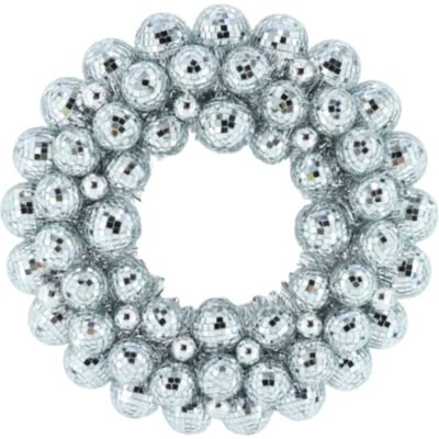 Housevitamin Disco Christmas Kerstkrans 40×40×7,5 cm – Zilveren Glitter Krans – Trend van het Jaar!
