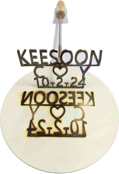 Hout Branding Stempel - Gepersonaliseerd Teken - Cadeaus Maken - Met Hart Initialen - 30 cm Handvat - Roestvrij Staal