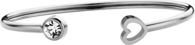 CO88 Collection 8CB-90793 Stalen Armband - Dames - Bangle met Zirkonia en Hartje - Cadeau voor haar - 58 x 50 mm - Zilverkleurig