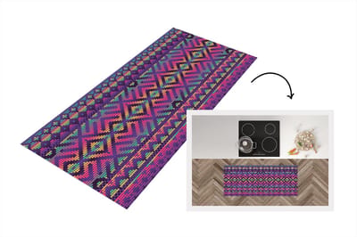 Keukenloper - Loper keuken - Breien - Patronen - Regenboog - 120x50 cm - Keukenloper vinyl