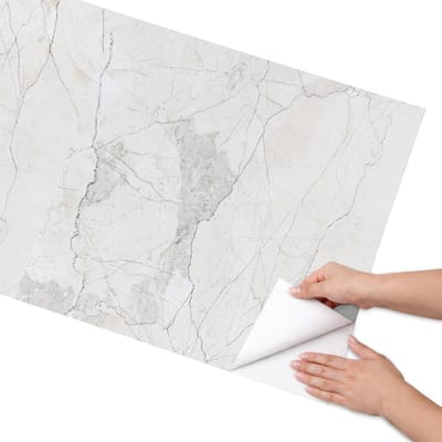 Coloray Meubel Wrap Folie - Wit Meubelfolie - 65x130 cm - Wrapfolie Keuken Marmertextuur - Decoratiefolie - Minimalist Meubelfolie - Meubel Wrap Folie - Woonkamer decoratie - Texturen