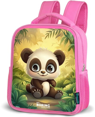 NoBoringSuitcases.com® - Rugzak roze - Schooltas meisjes - Panda - Bamboebos - Groen - Kinder rugtas meisje - Boekentas kind - Kinderrugzak voor school - Schoolrugzak